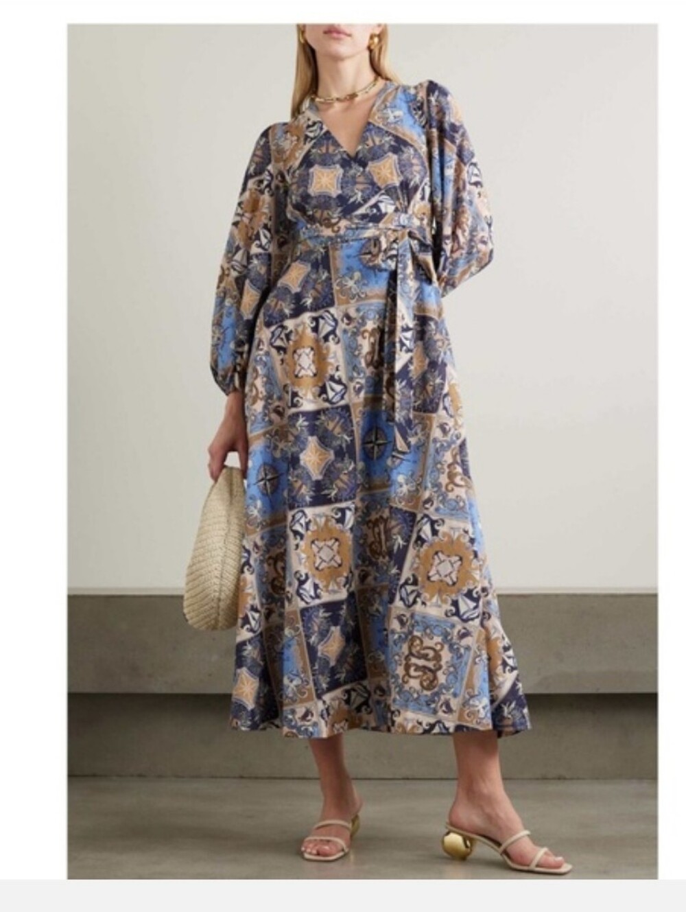 Nwt Zimmermann alight belted printed cotton midi wrap dress Size 4/ XL